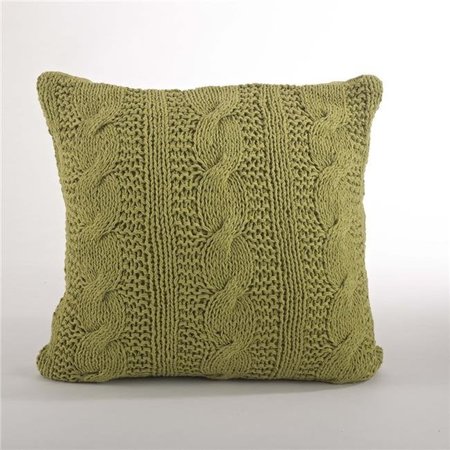 SARO LIFESTYLE SARO 1020.GS20S 20 in. Cable Knit Design Down Filled Cotton Throw Pillow  Grass 1020.GS20S